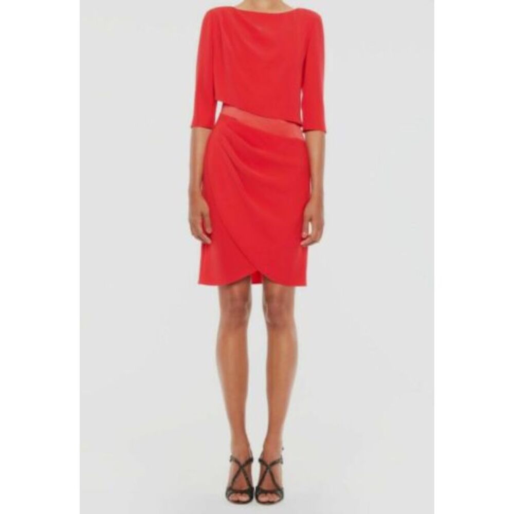 ARMANI Womens Long Sleeve Jewel Neck Above The Knee Wear To Work Sheath Dress